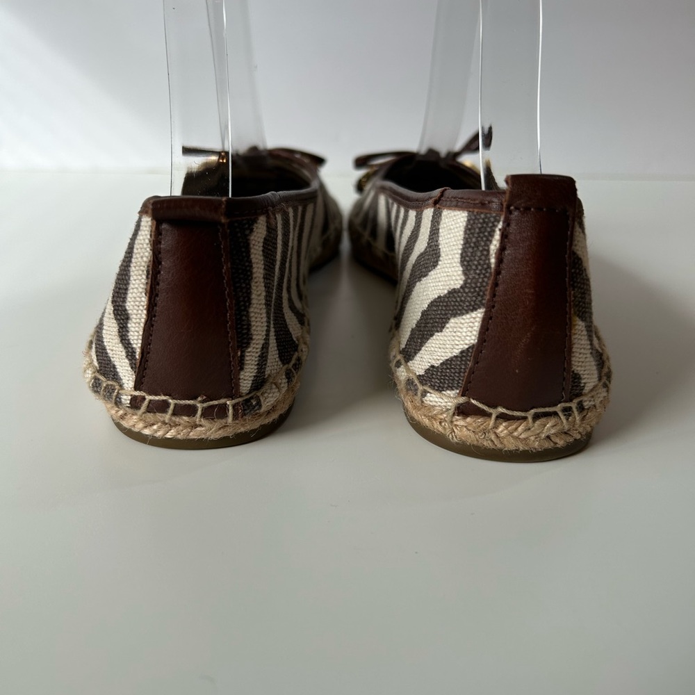 Michael Kors Women Zebra Brown Canvas Slip On Espadrilles - Picture 5 of 5